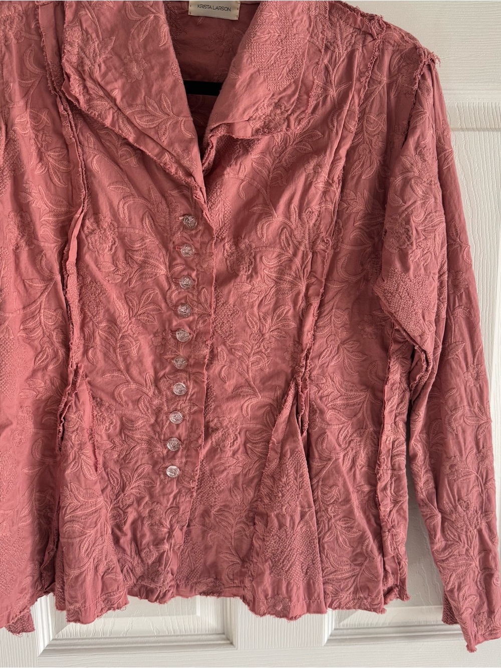 Krista Larson Dusty Rose Button-Front Textured Shirt